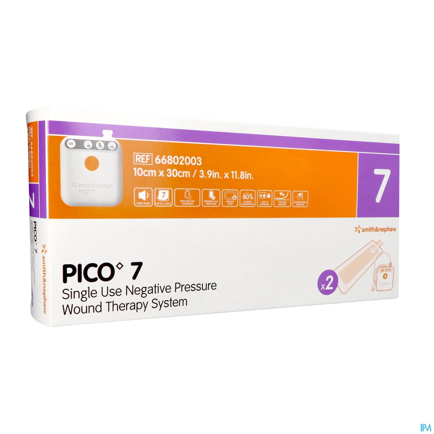 SN66802003 PICO 7 Single Use Negative Pressure Wound Therapy System, 2 Dressing Kit, 30x10cm, 1/EA