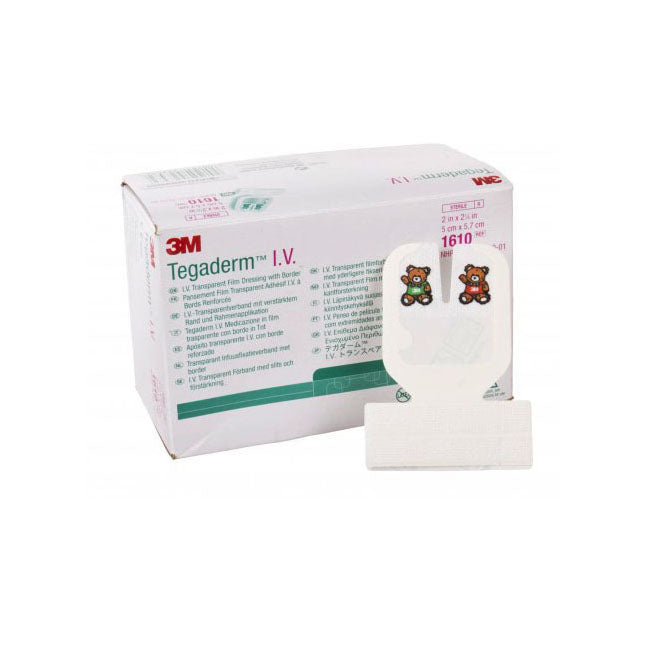 3M1610 Tegaderm I.V. Transparent Film Dressing, Pediatric, 2" x 2.25", 100EA/BX