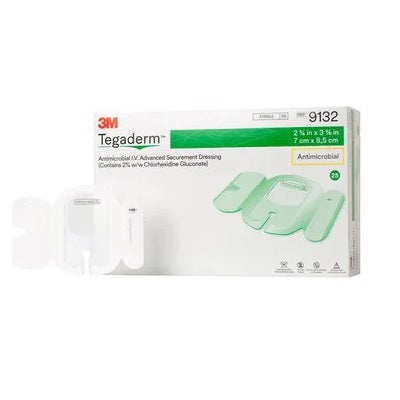 3M9132 Tegaderm Antimicrobial I.V. Advanced Securement Dressing 2.75" x 3.375", 25EA/BX