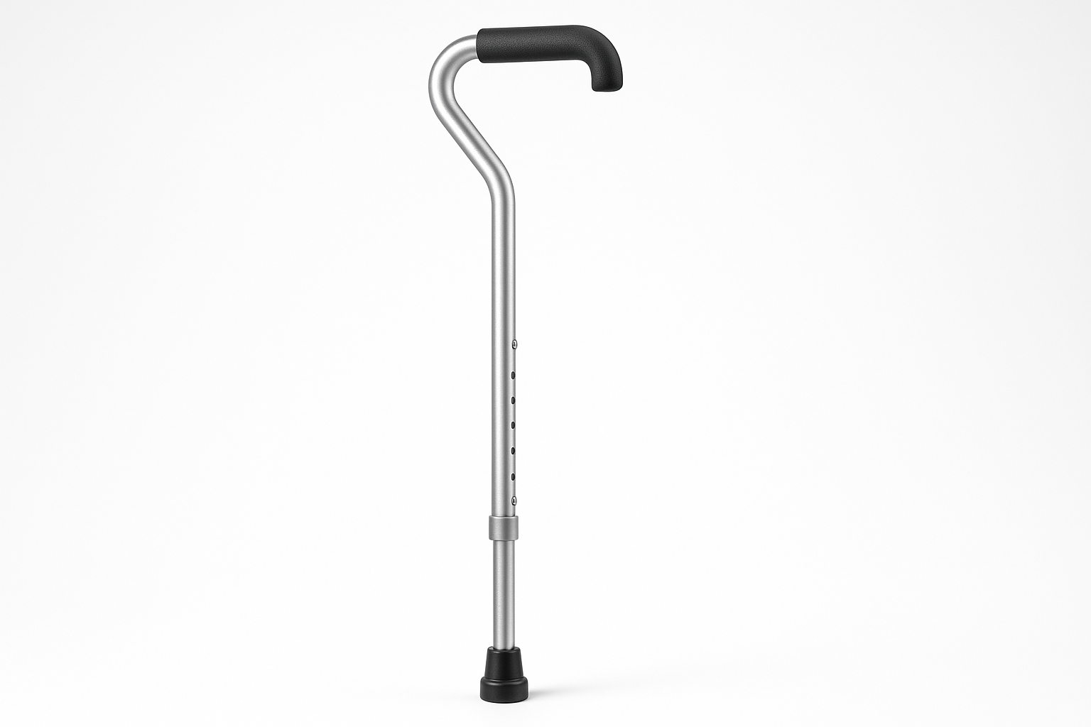 Aluminum Cane Offset Handle Silver