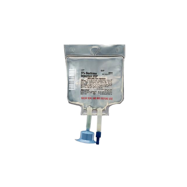 BAXJB0040 5% Dextrose Injection Solution, Mini Bag Plus Container, 50mL, 4EA/BX