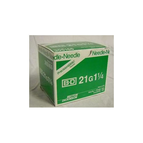 BD305166 PrecisionGlide Hypodermic Needle, 21GA, 1-1/4", Regular Wall, Hub, 100EA/BX (Discontinued Sub: BD305165)
