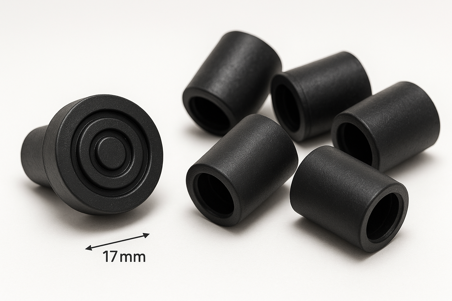 Black Rubber Cane Tips 17mm