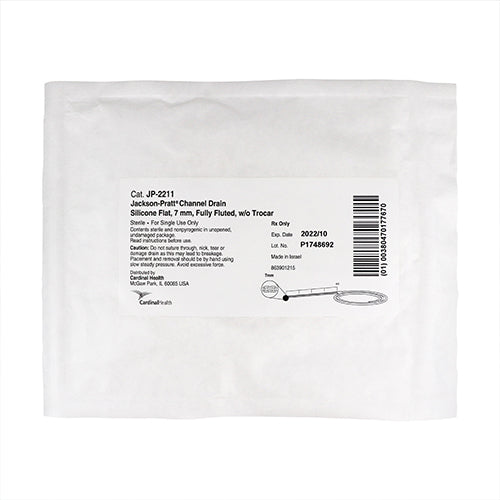 JP-2211 Cardinal Health Jackson-Pratt Channel Drains, Silicone Flat Drain without Trocar, 7mm x 20cm, 10EA/BX