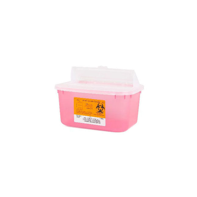 M-8703T Stackable Sharps Container, Polypropylene, Medium, 1GL, Translucent Red/Black, 24EA/CA