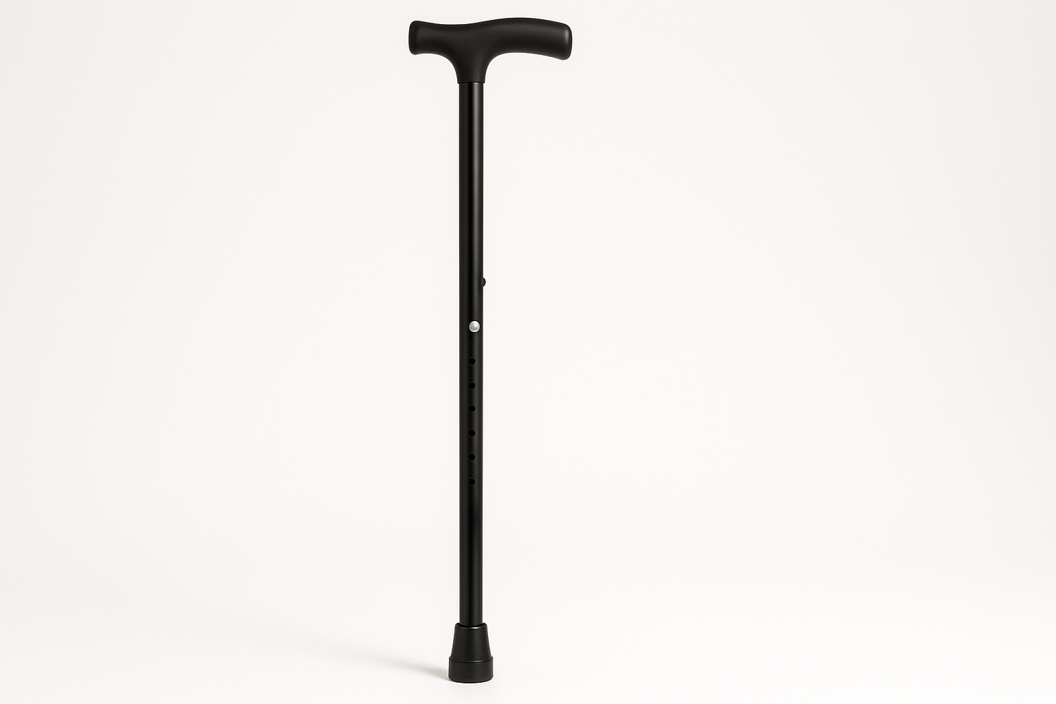 Push Button Cane Black Steel