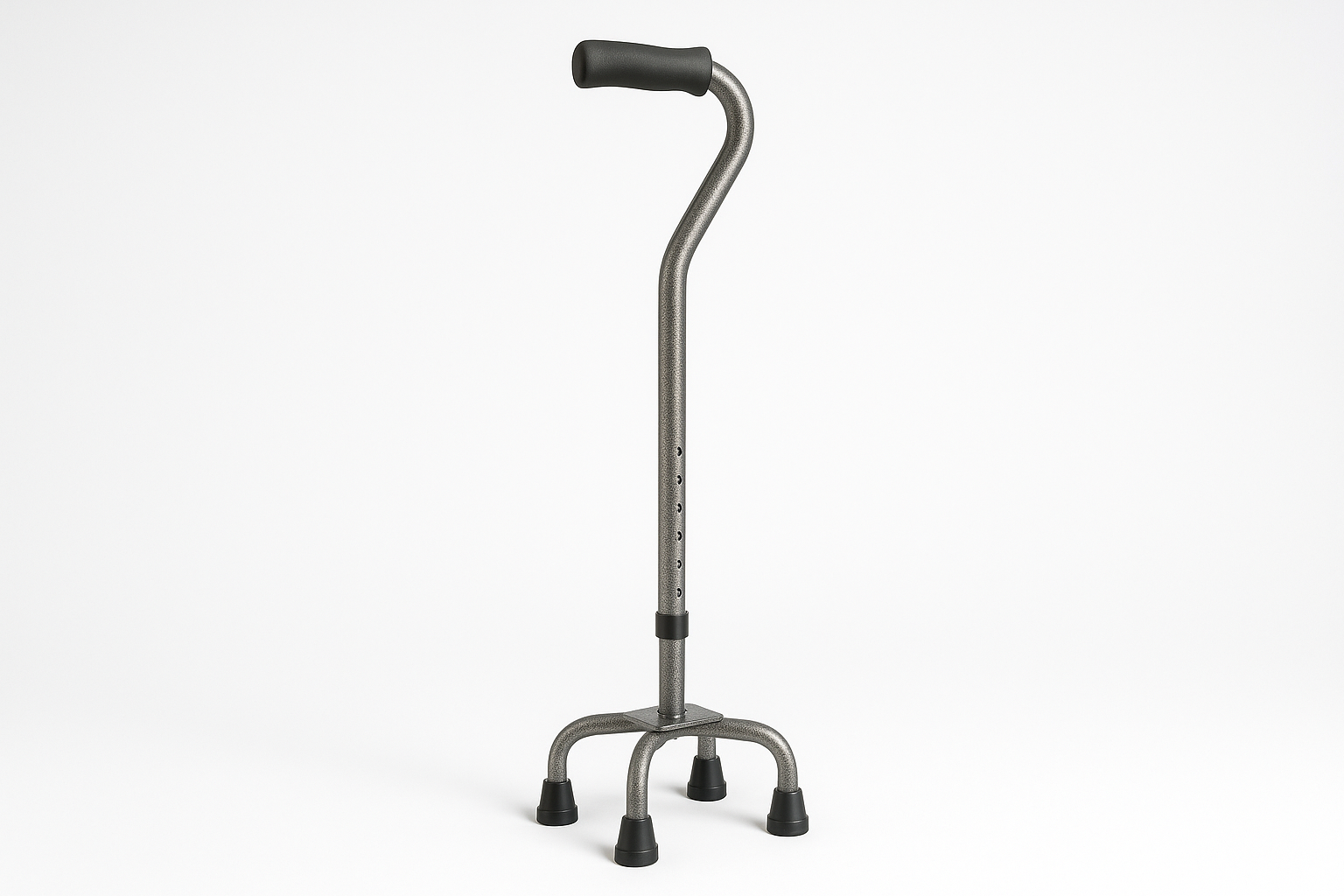Quad Cane Small Base Silver Vein Finish
