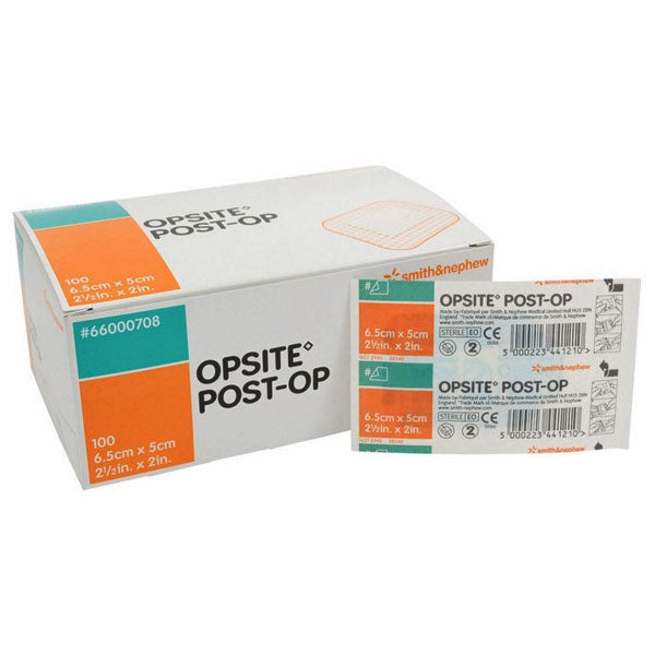 SN66000708 OPSITE Post-Op Transparent Waterproof Dressing, with Absorbent Pad, 6.5cm x 5cm, 100EA/BX