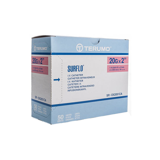TC-SROX2051CA SURFLO IV Catheter, ETFE, 20GA x 2", Pink, 50EA/BX