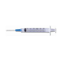 TC-SS-03L2525 Hypodermic Syringe, With Ultra Thin Wall Needle, 25GA x 1", 3cc, 100EA/BX