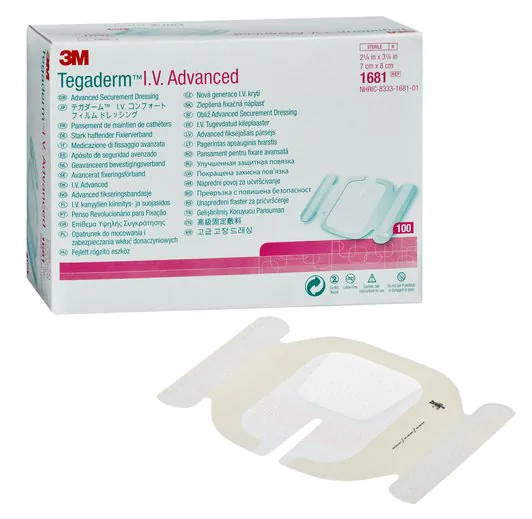 3M1681 Tegaderm I.V. Advanced Securement Dressing, 8cm x 7cm, 100EA/BX