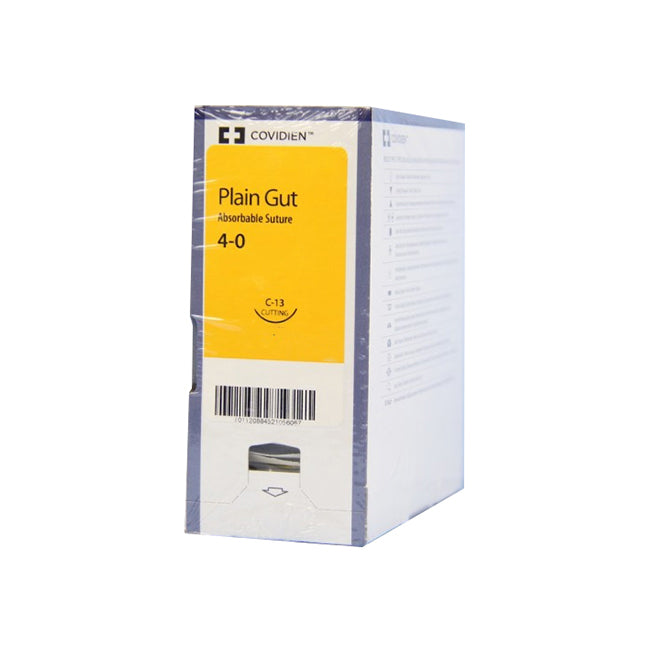 TYSG752 Absorbable Suture, Plain Catgut, Size 4-0, L18" C-13 Reverse Cutting Needle, Undyed, 36EA/BX