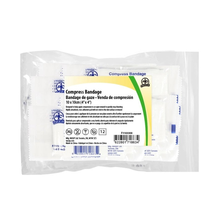 WSPF1103300 Compress Bandage, Sterile, 10cm x 10cm, 1/EA