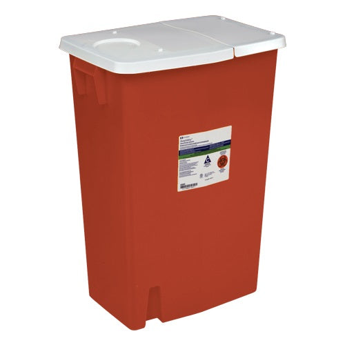 Z8989CRH Monoject Trace Chemotherapy Sharps Containers with Hinged Lid, 18GL, 26", 5EA/CA