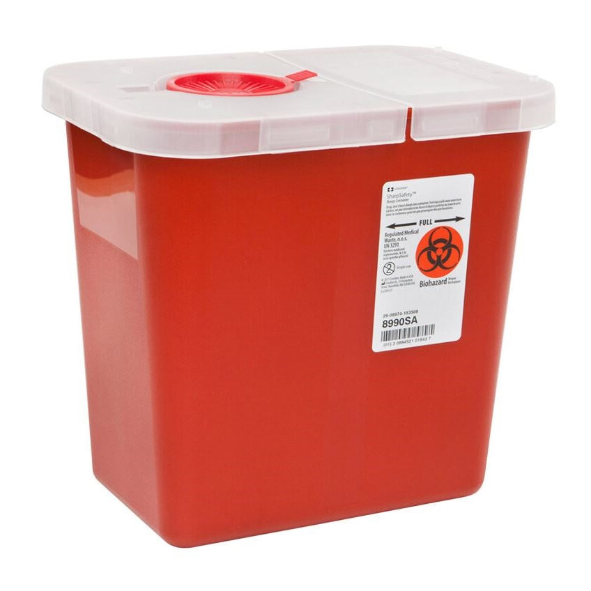 Z8990SA Monoject Multi-Purpose Sharps Container with Hinged Lid, Red, 2GL, 20EA/CA