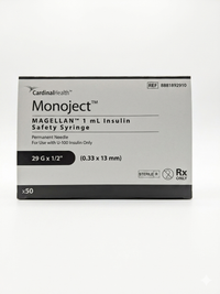 Z8881892910 Magellan Insulin Safety Syringe, Permanent Needle, 1mL, 29GA x 0.5" 50EA/BX