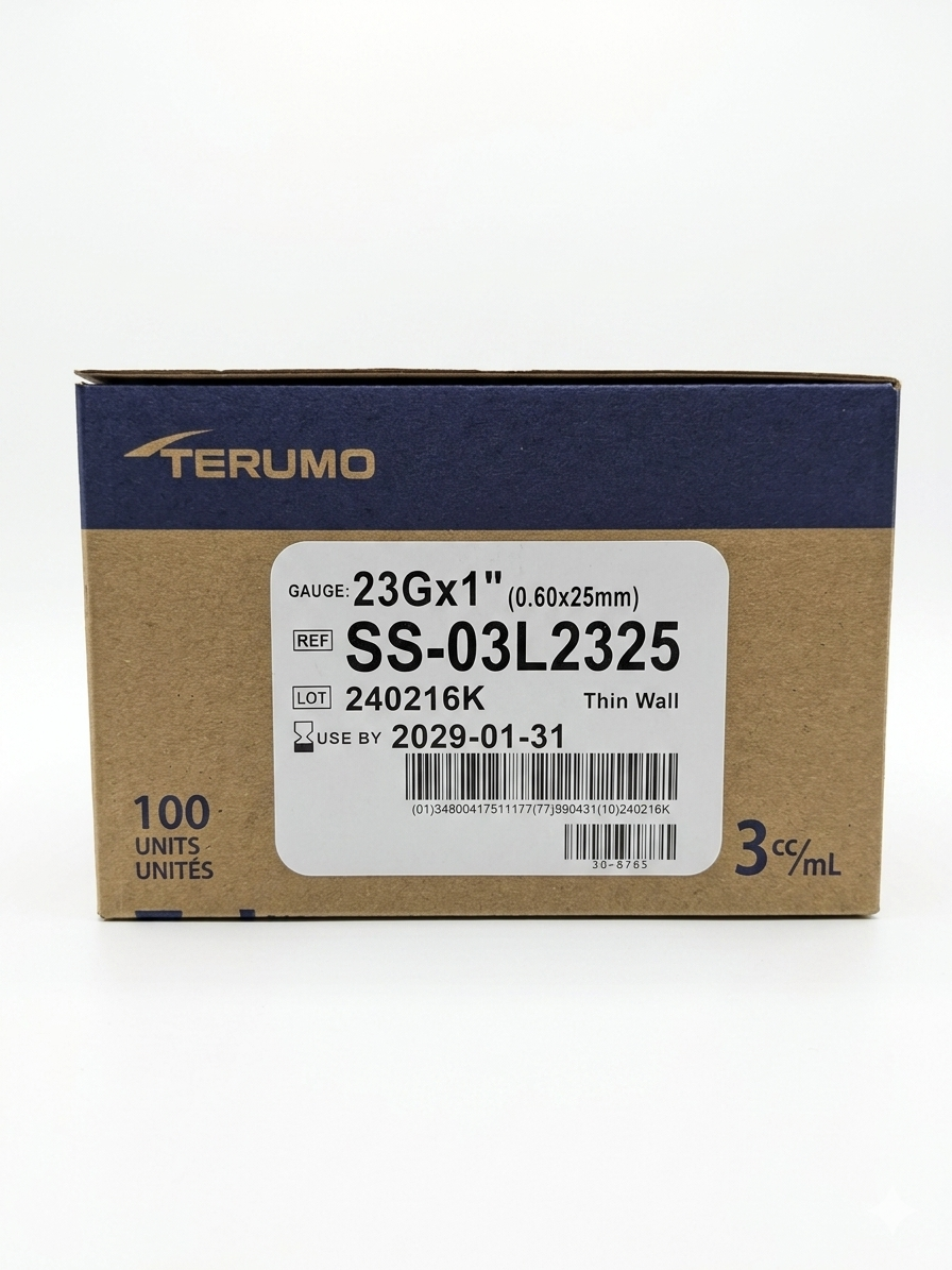 TC-SS-03L2325 Hypodermic Syringe, With Ultra Thin Wall Needle, 23GA x 1", 3cc, 100EA/BX