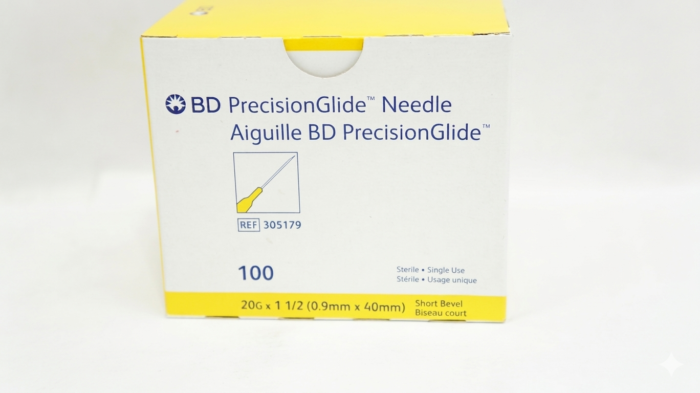 BD305179 - PrecisionGlide Hypodermic Needle, Regular Wall, Hub, 20GA x 1.5", 100EA/BX (Discontinued)