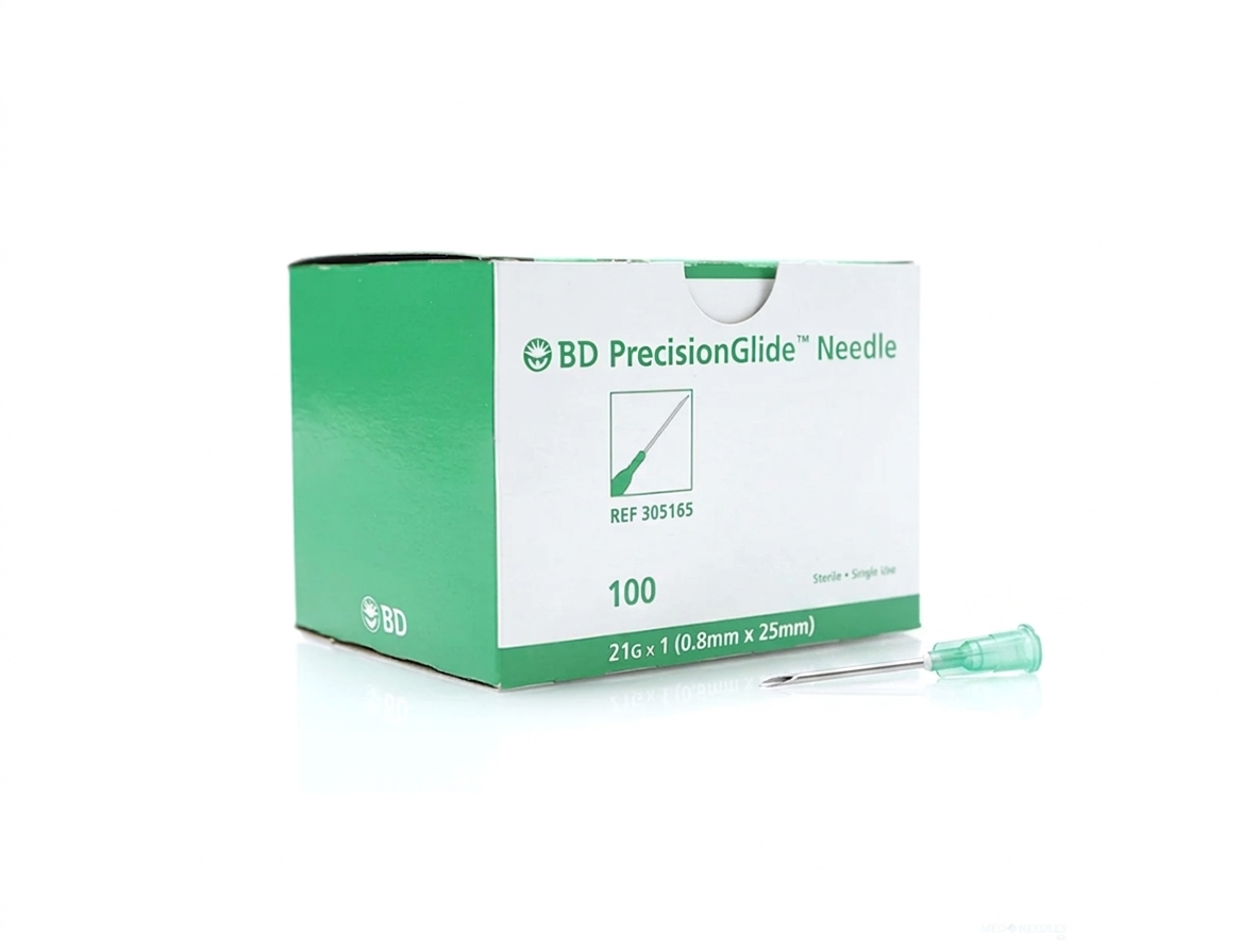 BD305165 - PrecisionGlide Hypodermic Needle, Regular Wall, Hub, 21GA x 1" 100EA/BX