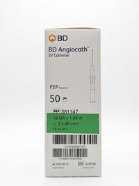 BD381147 Angiocath Peripheral Venous Catheter, 18GA x 1.88", 50EA/BX