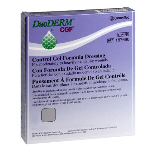 187660 DuoDERM CGF Hydrocolloid Dressing, Square, 10cm x 10cm, 5EA/BX