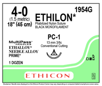 1954G Ethilon Non Absorbable Suture, Nylon 6, Size 4-0, 13mm 12EA/CA