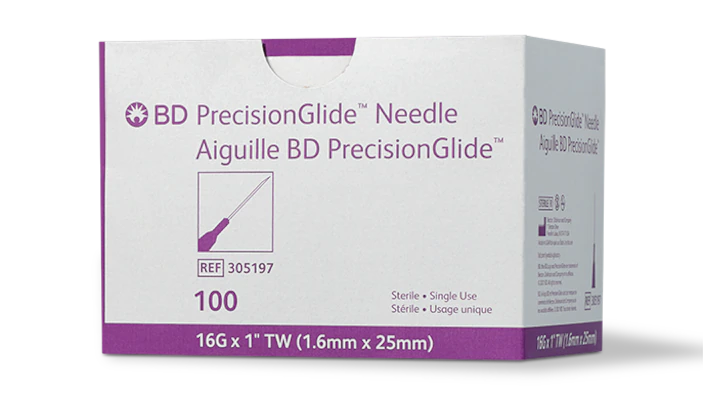 BD305197 - PrecisionGlide Needle, Single-Use, Sterile, 16GA x 1" 100EA/BX