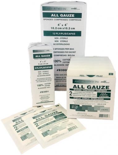 B8120 RITMED Gauze Sponge, 12-Ply, 8" x 4", Sterile, 50EA/BX