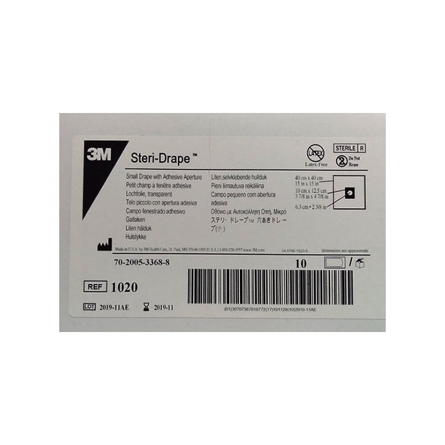 3M1020 Steri-Drape Small Drape, Adhesive Aperture, Circle aperture, Sterile, 10EA/BX