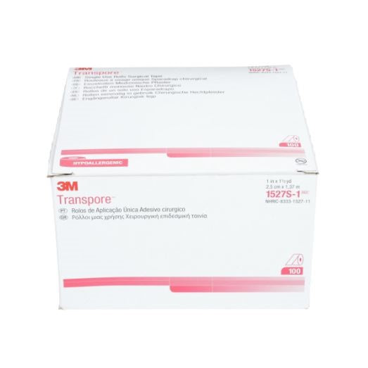 3M1527S-1 Transpore Surgical Tape, Plastic, Transparent, 1" x 1.5yd, 100RL/BX