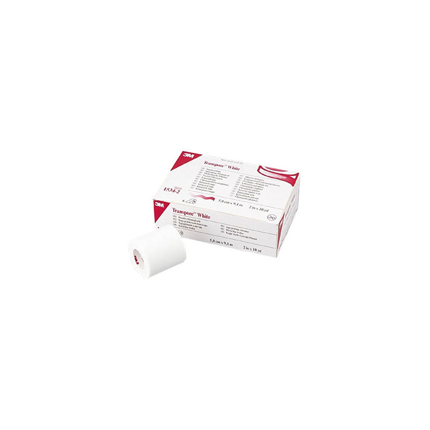 3M1534-2 Transpore Tape, White, 2" x 10yd, 6RL/BX