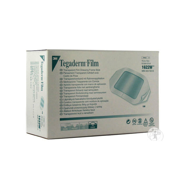 3M1622W 3M Tegaderm Transparent Film Dressing with Border, 4.4cm x 4.4cm, 100EA/BX