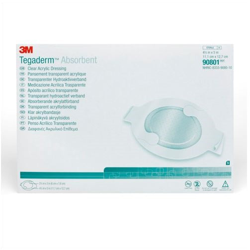 3M90802N 3M Tegaderm Absorbent Clear Acrylic Dressing 5.87" x 6", 10EA/BX