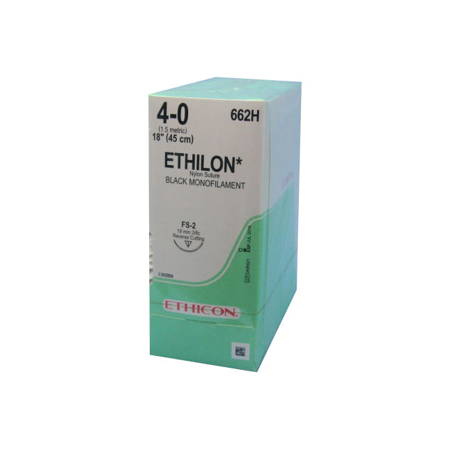 662H Ethilon Non Absorbable Suture, Nylon 6, Size 4-0, 19mm 36EA/CA