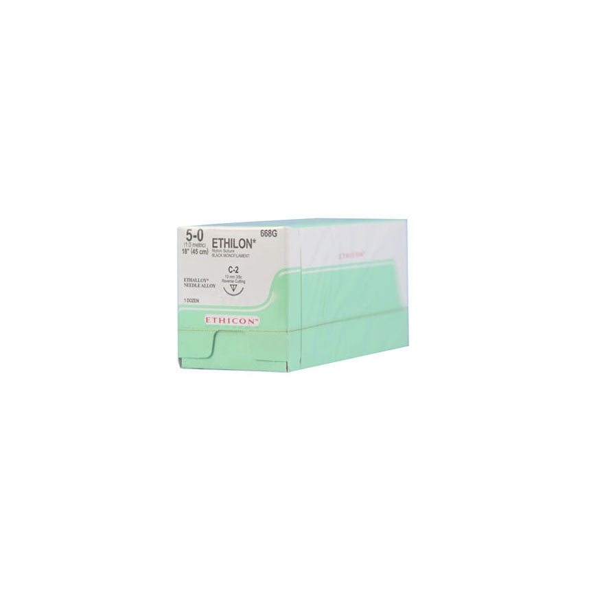 668G Ethilon Non Absorbable Suture, Nylon 6, Size 5-0, 13mm 12EA/CA