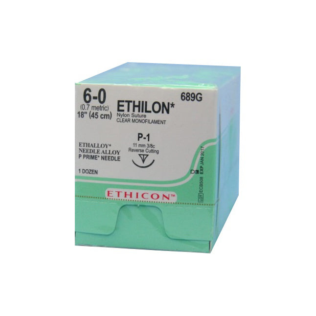 697H Ethilon Non Absorbable Suture, Nylon 6, Size 6-0, 11mm 36EA/CA