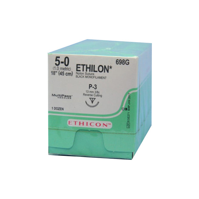 698G Ethilon Non Absorbable Suture, Nylon 6, Size 5-0, 13mm 12EA/CA