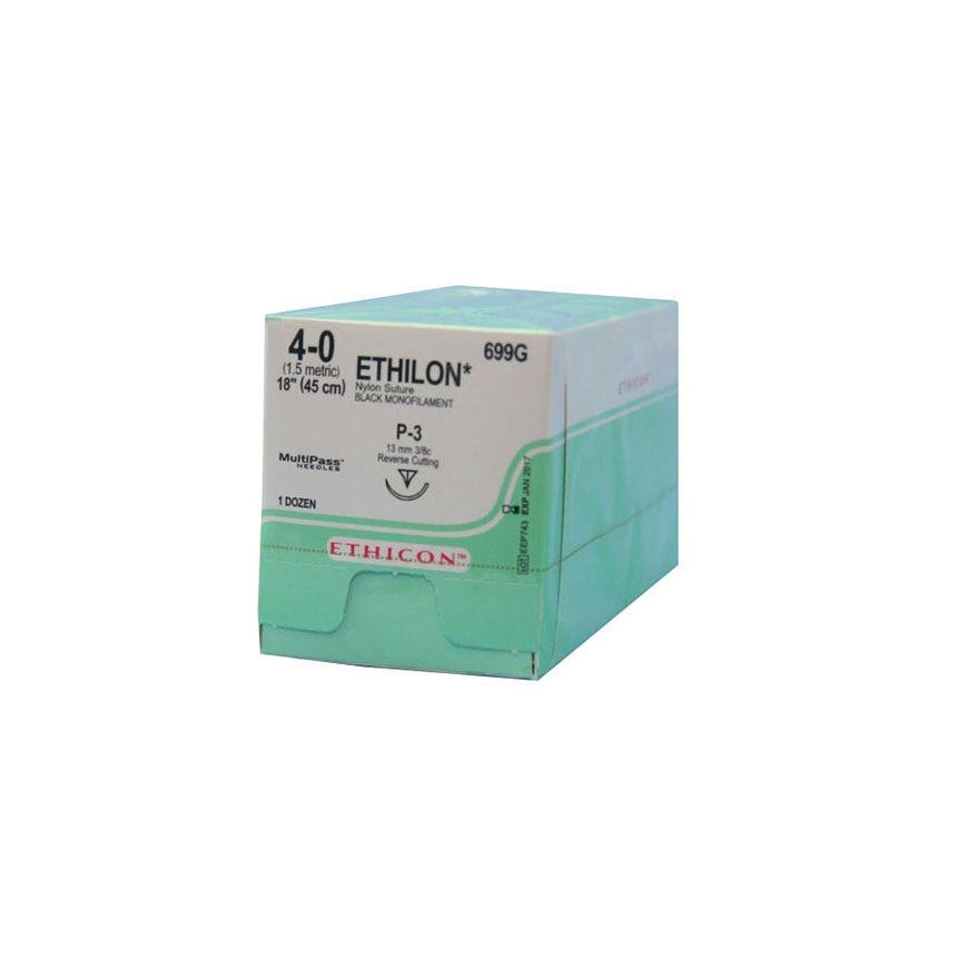 699G Ethilon Non Absorbable Suture, Nylon 6, Size 4-0, 13mm 12EA/CA