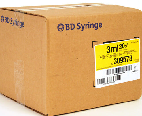 BD309578 General use Syringe with PrecisionGlide Detachable Needle, 3cc, 20GA x 1", 100EA/BX