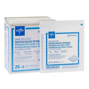 PRM21423 Medline Woven Sterile Gauze Sponges, 12-Ply, 4" x 4", 100EA/BX