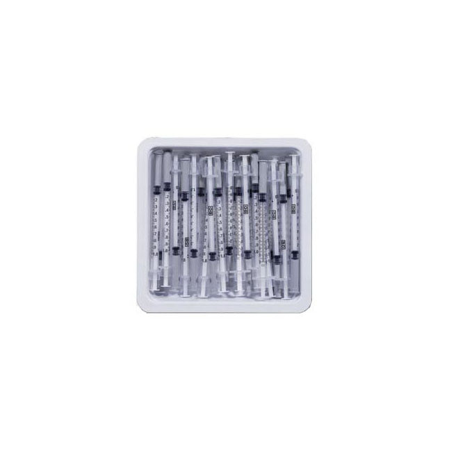 BD305950 - SafetyGlide Allergist Syringe Tray, Permanently Attached Needle, 1mL, 27GA x 1/2" 25EA/PK