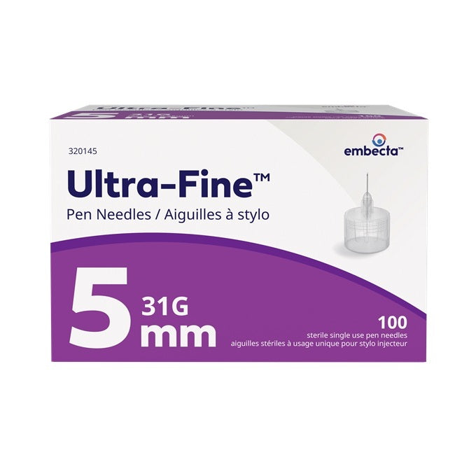 BD320145 Ultra-Fine Insulin Pen Needle, 31GA x 5mm, 100EA/BX