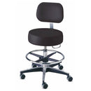 C11001BVFT Exam Stool, Pneumatic, with Back, Seamless Upholstery and Foot Ring, Taupe, 1/EA