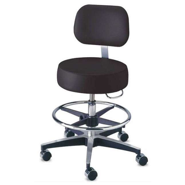C11001BVFT Exam Stool, Pneumatic, with Back, Seamless Upholstery and Foot Ring, Taupe, 1/EA