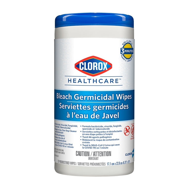 CL01308 Clorox Healthcare Bleach Germicidal Wipes, 420SH/CA