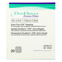 CON187901 DuoDERM Hydrocolloid Dressing, Extra Thin, Square, 3" x 3", 20EA/BX