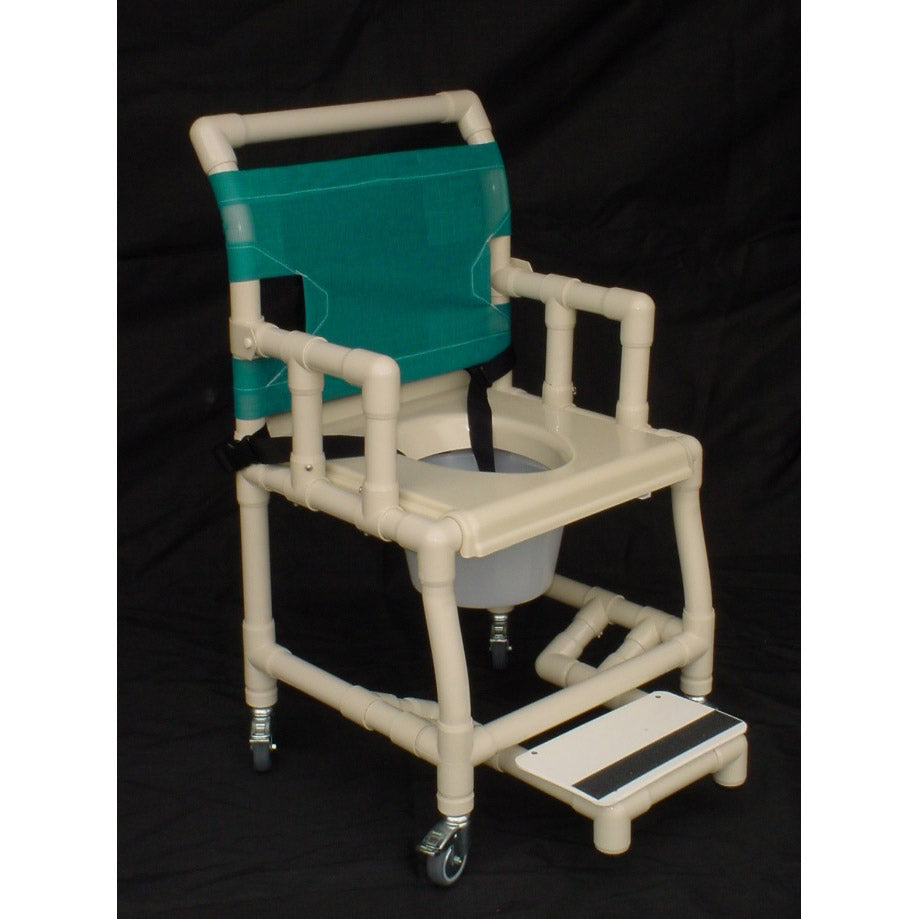 GC655B Shower Commode Chair, Drop Arm, Foot Rest, Navy Blue, 1/EA