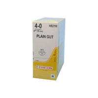 H-821H Absorbable Suture, Gut Plain, Size 4-0, L27", FS-2 Reverse Cutting Needle, 36EA/BX