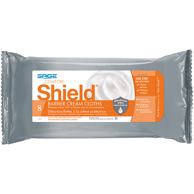 SAGE7408 Comfort Shield Barrier Cream Cloth, with 3% Dimethicone, W8.5" x L8.5" Large, 384EA/BX