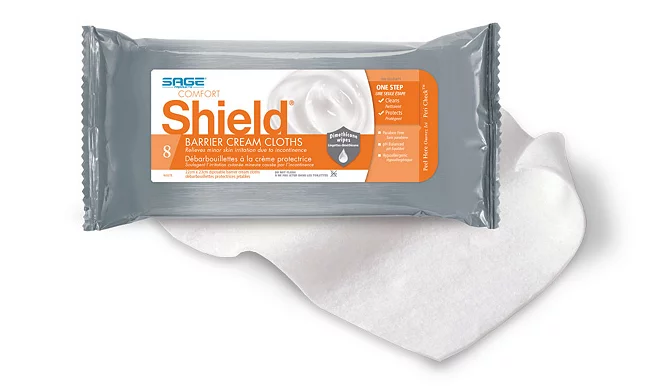 SAGE7408 Comfort Shield Barrier Cream Cloth, with 3% Dimethicone, W8.5" x L8.5" Large, 384EA/BX